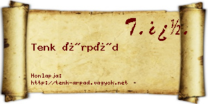 Tenk Árpád névjegykártya
