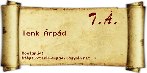 Tenk Árpád névjegykártya